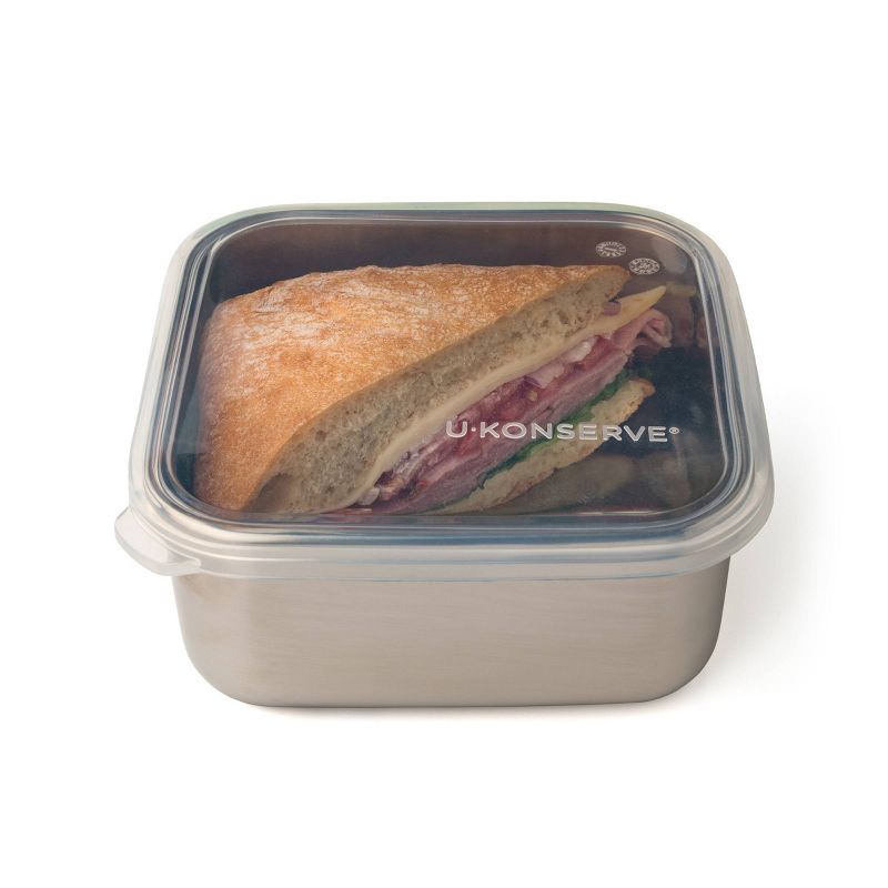 U-Konserve To-Go Stainless Steel Food-Storage Container Square 30oz - Clear Silicone Lid