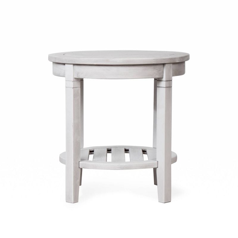 Alston Solid Wood Outdoor Side Table with Shelf - White - Cambridge Casual