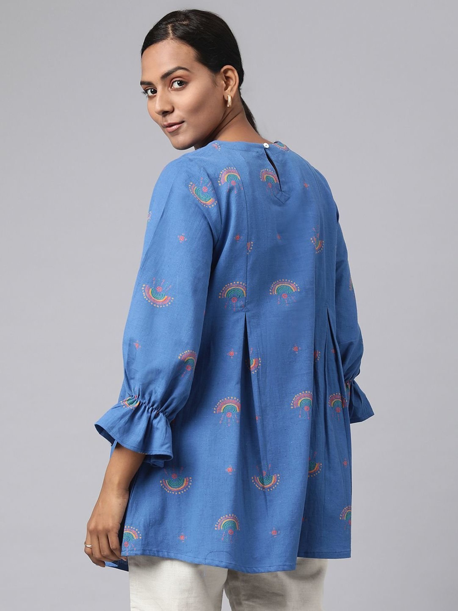 Fabindia Blue Cotton Printed Tunic