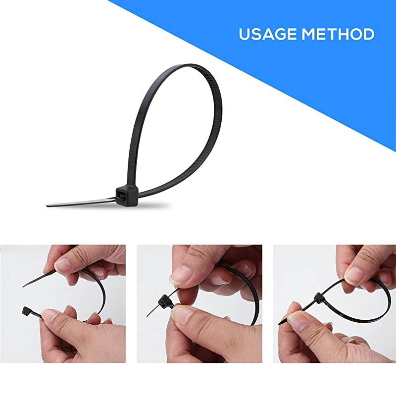 Zip Ties  - 10 Inches Nylon 66 Heavy Duty 50LB Tensile Industrial Strength UV Resistant, Adjustable Durable Self Locking Cable Tie for Home, Office, Garden, Garage Workshop (Black 100 Packs)