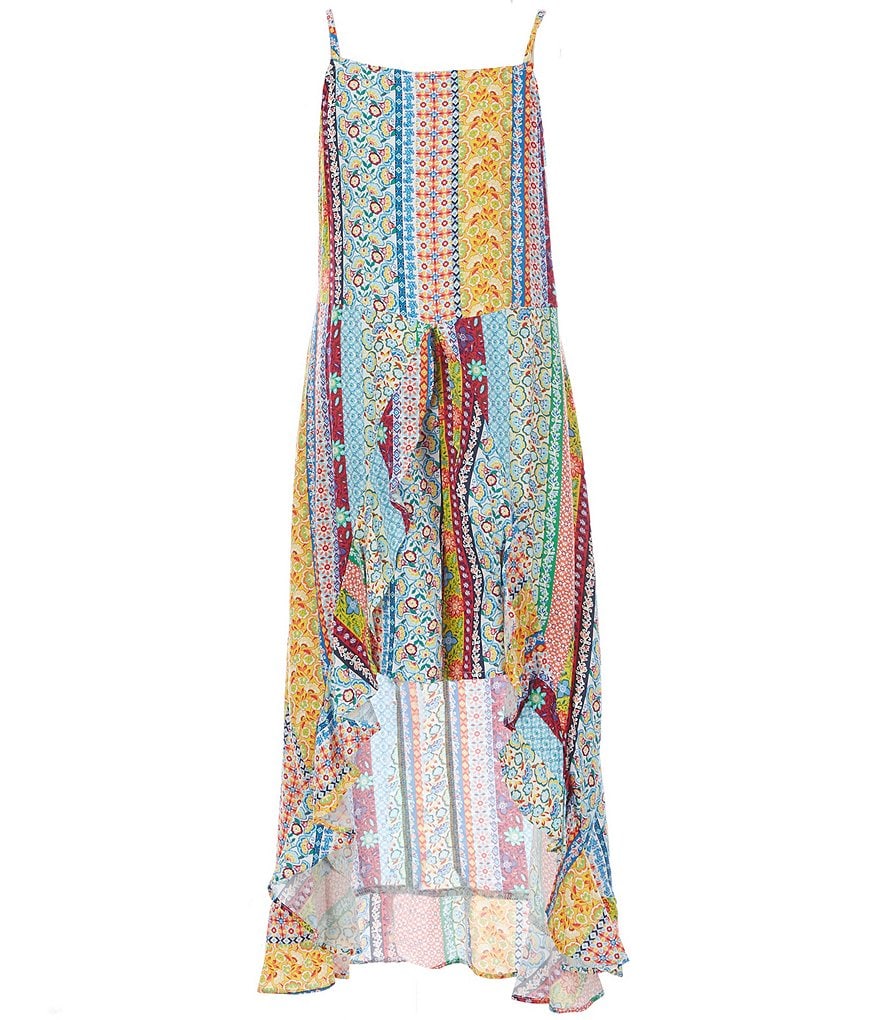 Poppies and Roses Big Girls 7-14 Mix-Media Ruffled Walk-Through Romper