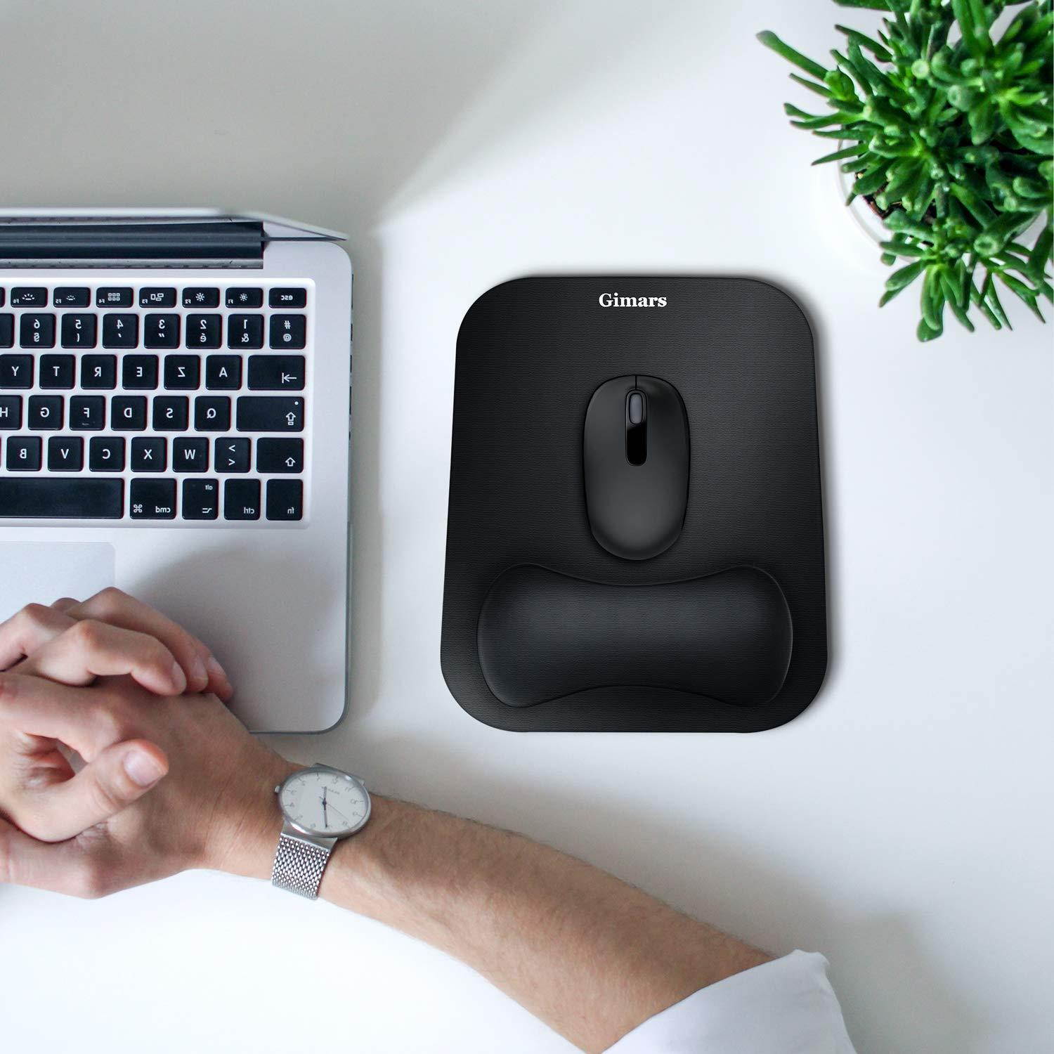 Gimars Large Smooth Superfine Fibre Memory Foam Ergonomic Mouse Pad Wrist Rest Support - Mousepad with Nonslip Base for Laptop, Computer, Gaming & Office - Comfortable for Easy Typing & Pain Relief