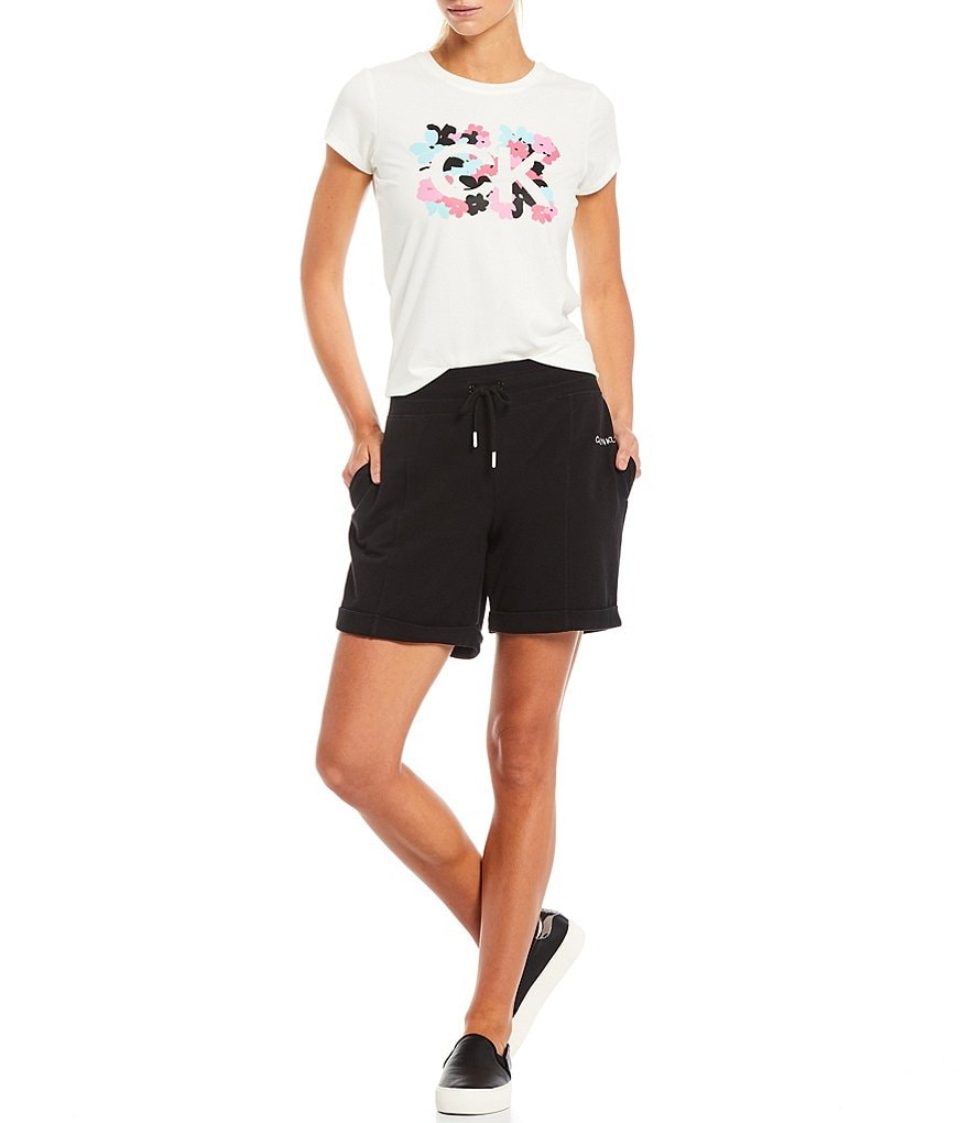 Marc New York Paperbag Waist Sueded Jersey Drawstring Shorts