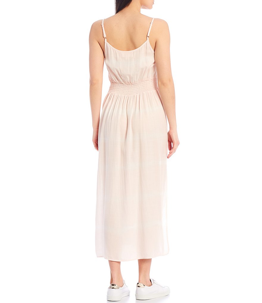 Cloth & Stone Smocked Tie-Dye Striped Back Belted Dress