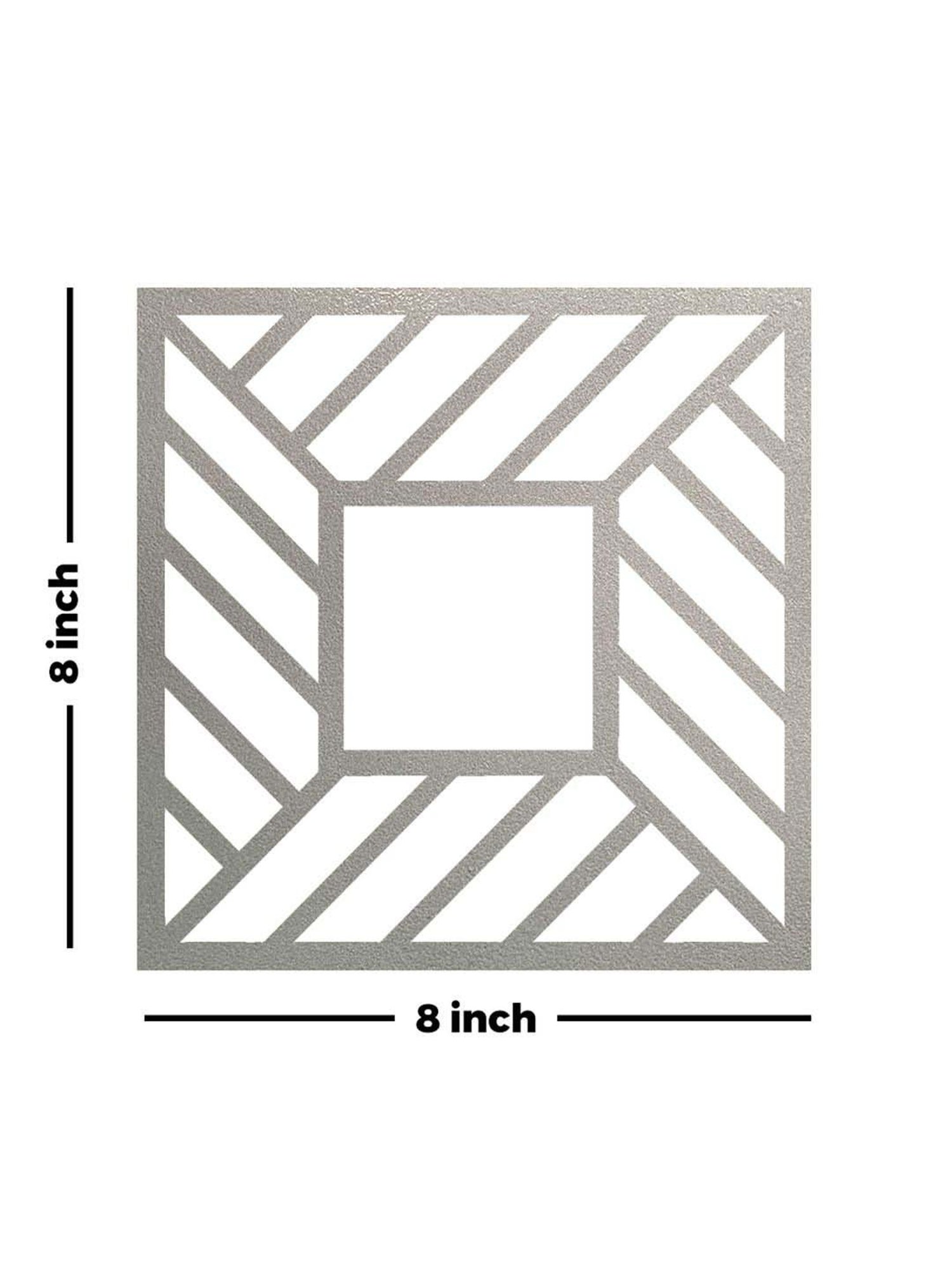 Art Street Silver Mdf Jharokha Jali Square Hanging Ornaments Wall Art - Set of 4