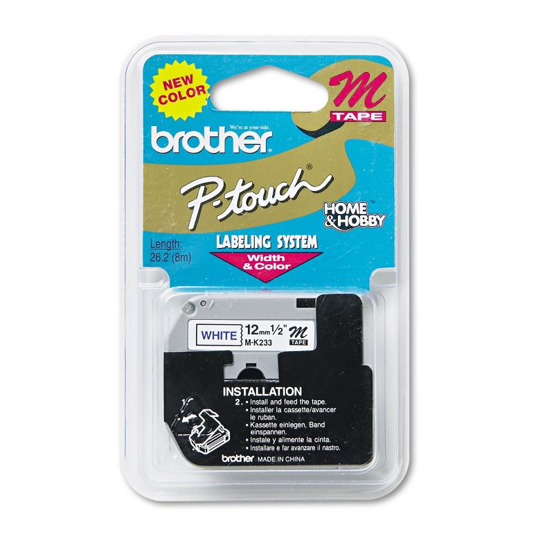 Brother P-Touch M Series Tape Cartridge for P-Touch Labelers 1/2w Blue on White MK233