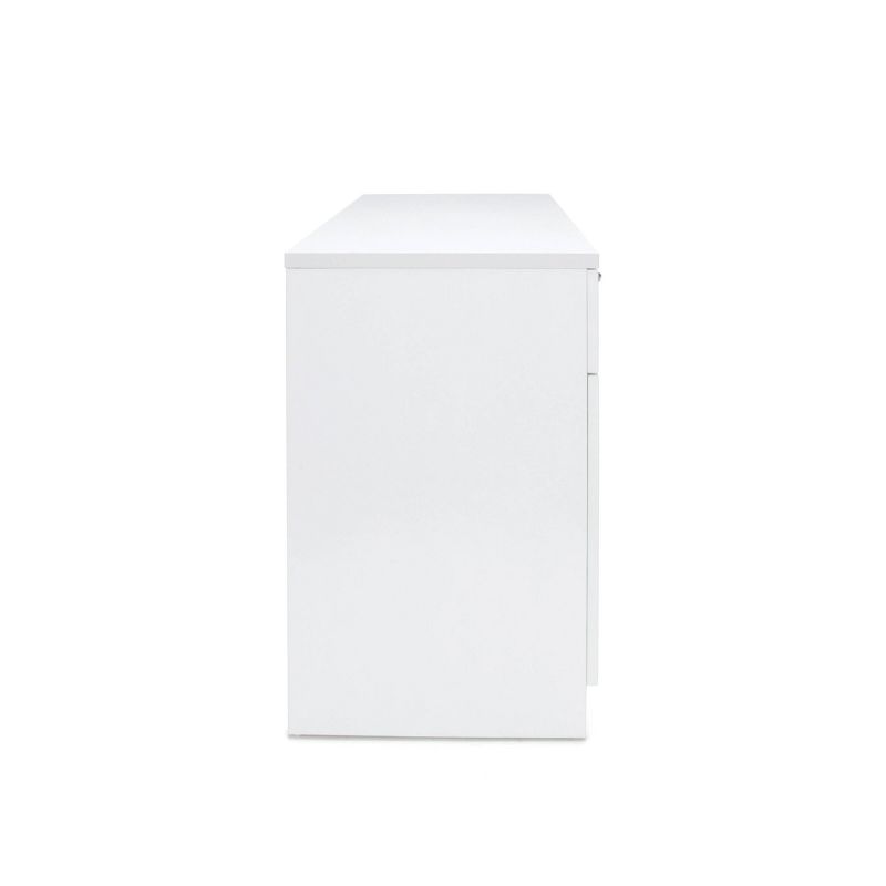 Single Pedestal Solid Panel Office Desk with Drawer and Cabinet White - OFM