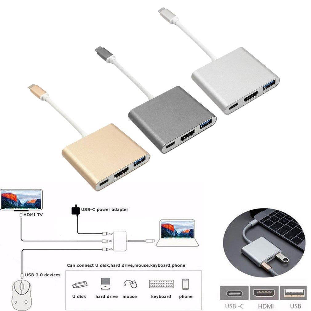 USB 3.1 Type-C to 4K HDMI USB 3.0 Adapter 3-in-1 Hub For Apple for Macbook