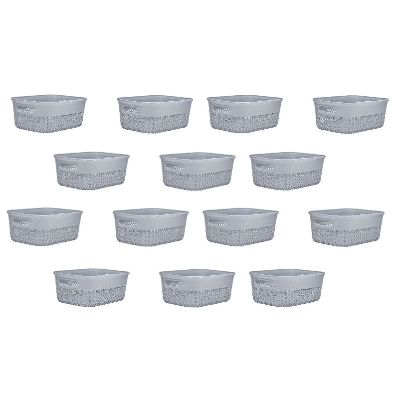 Life Story Lightweight Heavy Duty Storage Trendy Portable Woven Basket 4 Quarts, Grey (14 Pack)