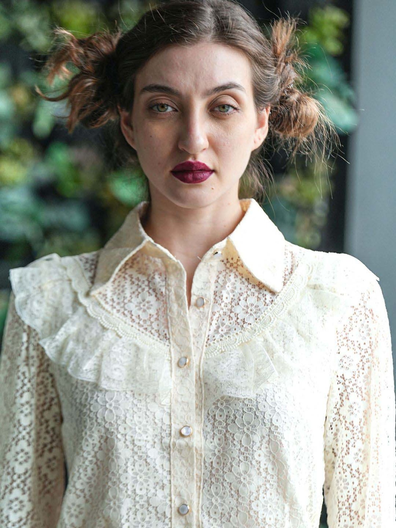 Odette Off-White Self Pattern Shirt