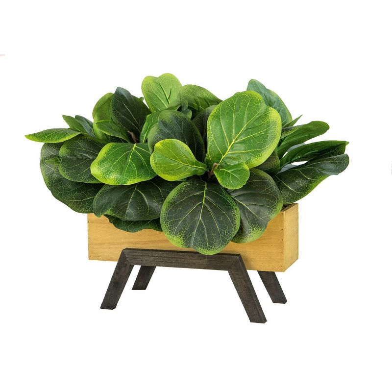 18" x 21" Artificial Fig Garden Arrangement in Wooden Box Planter - LCG Florals