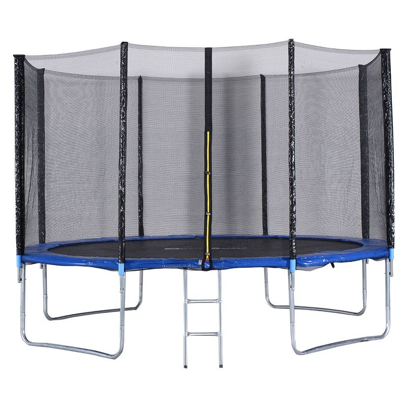 Costway 14 Ft Multicolored Trampoline Recreational Exercise w/ Safety Net Ladder