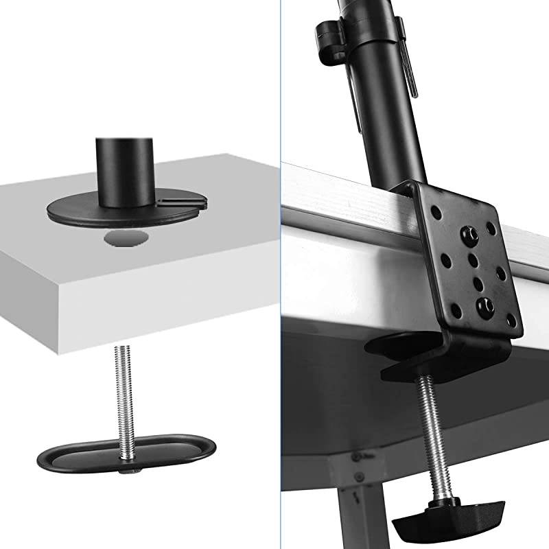 Full Motion Computer Monitor and Laptop Riser Desk Mount Stand, Height Adjustable (400mm), Fits 13-27 inch Screen and up to 17 inch Notebooks, VESA 75/100, up to 22lbs for Each (MD6432TP004)