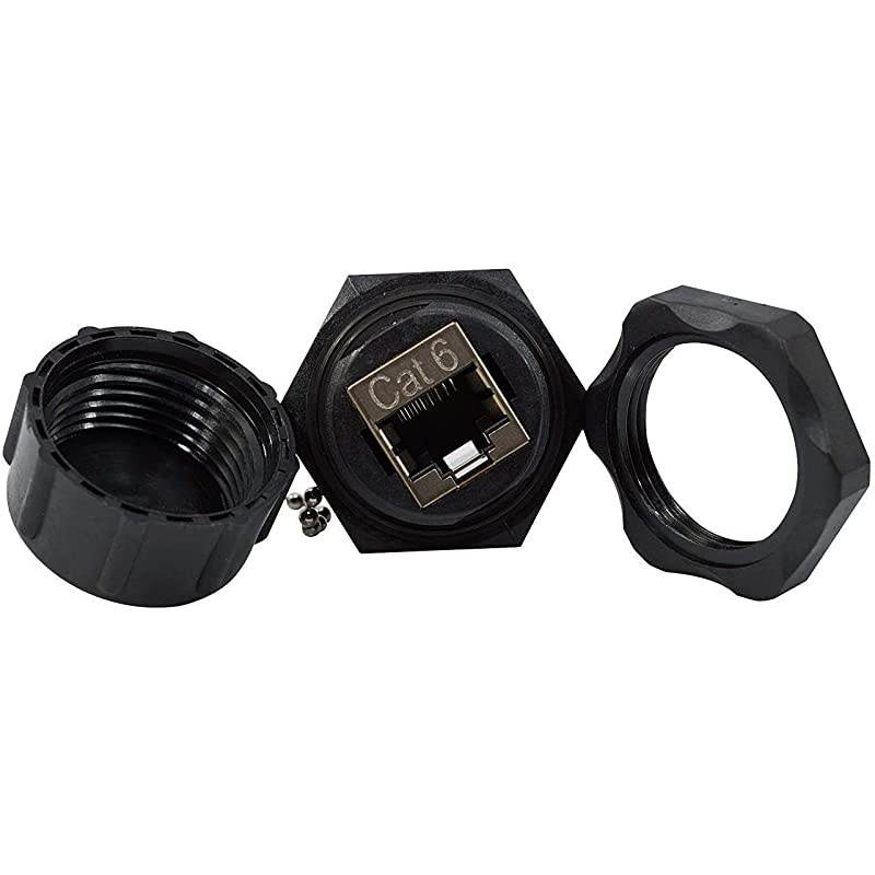 CAT6 RJ45 Shielded Industrial Panel Mount Bulkhead FemaleFemale Feed Thru Coupler Network Connectors IP67 WaterproofDust Cap 10 Pack Black