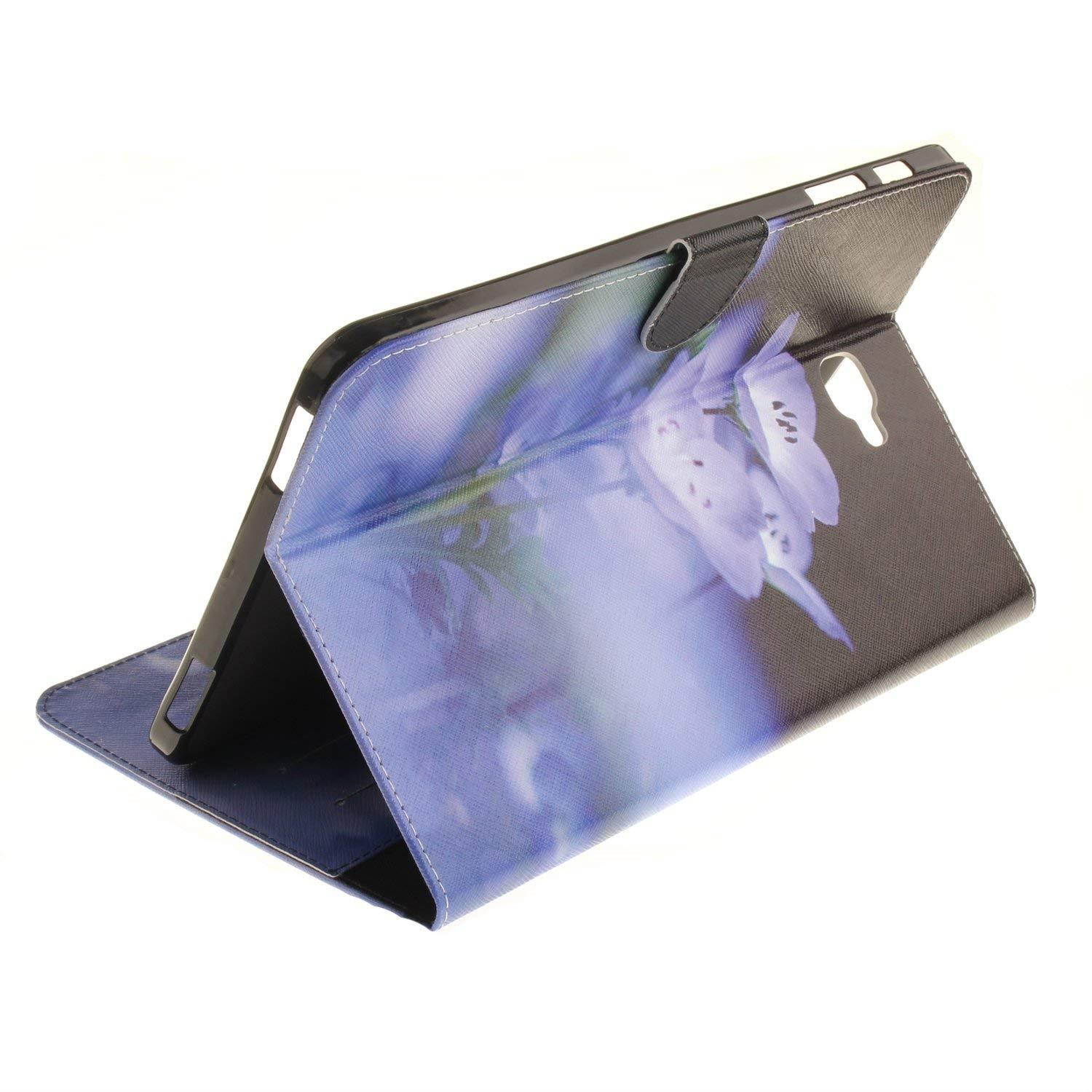 Galaxy Tab A 10.1 T580 Case,UUcovers Cute Cartoon PU Leather Protective Magnetic Closure Flip Stand Wallet Case for Samsung Galaxy Tab A 10.1 T580-Blue Flower
