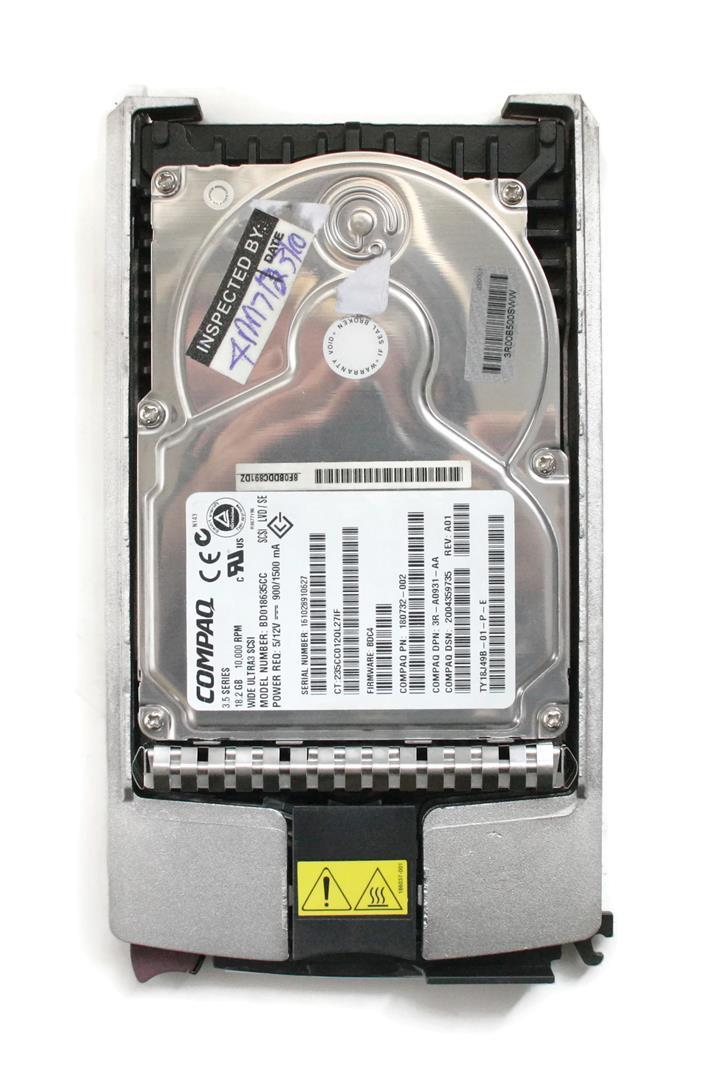18.2GB 10K WU3 SCSI, COMPAQ BD018635CC 180732-002, TY18J49B