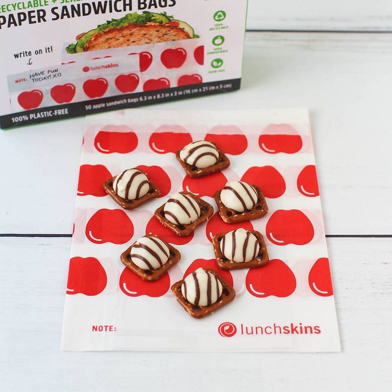 Lunchskins Recyclable & Sealable Paper Sandwich Bags - Apple - 50ct
