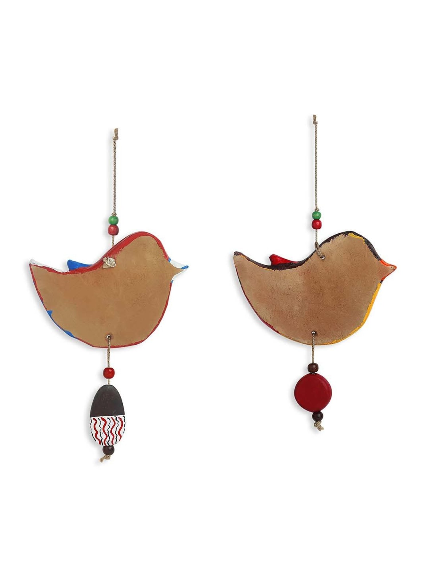 ExclusiveLane 'Feathered Sparrows' Handmade & Hand-painted Garden Decorative Terracotta Wall Hanging