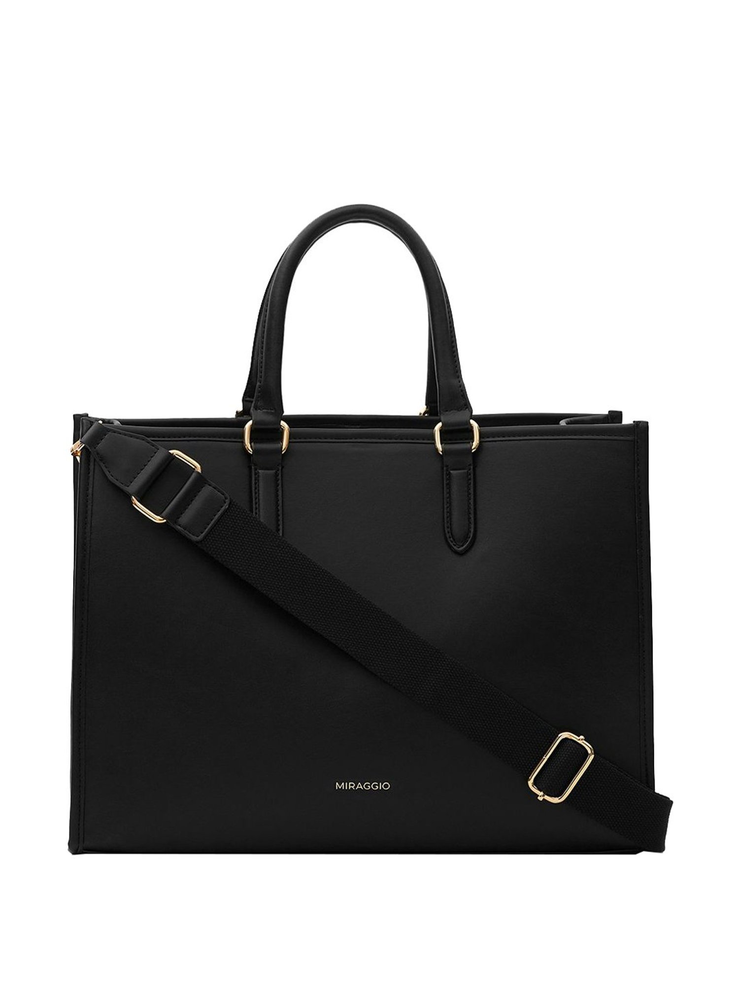 Miraggio Black Solid Large Tote Handbag