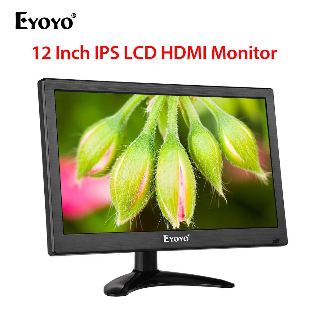Eyoyo 12 inch HD 1920x1080 IPS LCD HDMI Monitor Screen Input Audio Video Display with BNC Cable for PC Computer Camera DVD Security CCTV DVR Home Office Surveillance