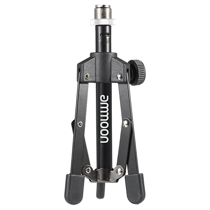 Desktop Microphone Stand Foldable Tripod with a 5/8" Male to 3/8" Female Screw and MC5 Mic Clip Holder Bracket for Meeting Lectures Podcasts (MC5 Mic Clip is Included)