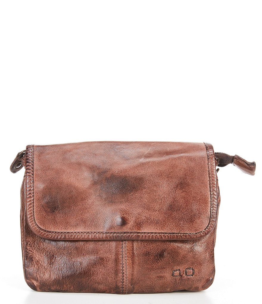 Bed Stu Ziggy Flap Closure Tanned Leather Crossbody Bag