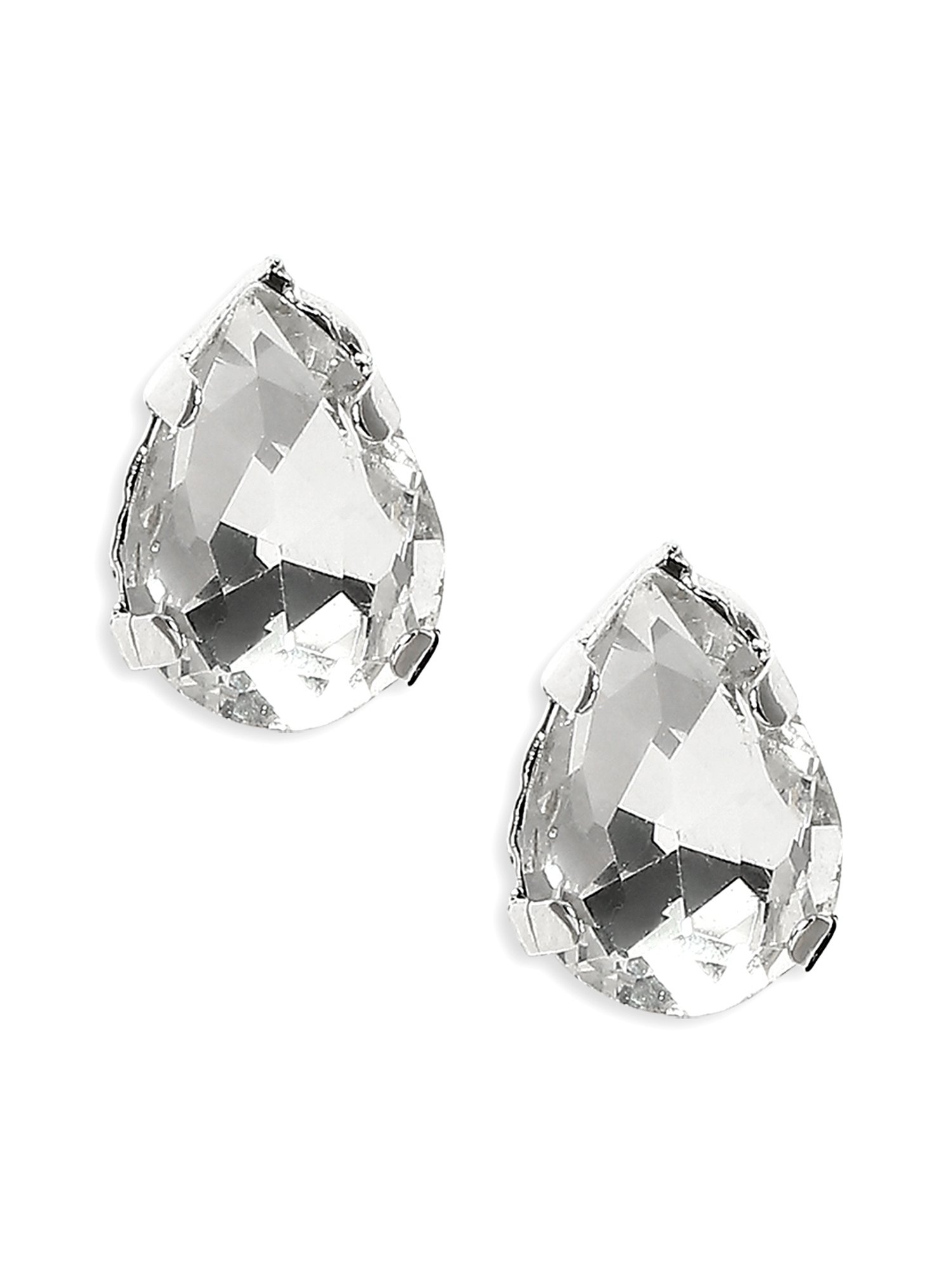 OOMPH Silver Cubic Zirconia Teardrop Statement Pendant Choker Set