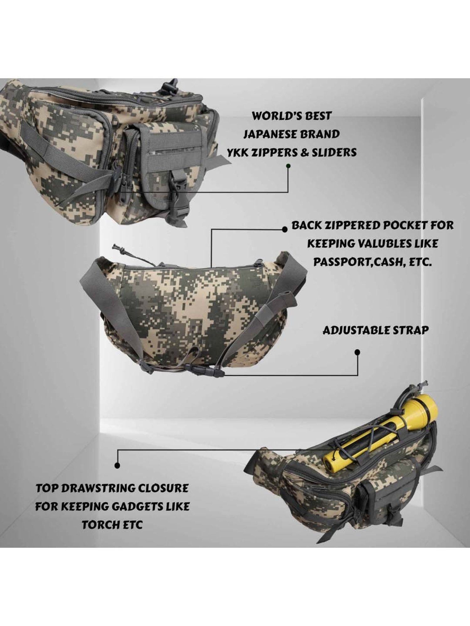 F Gear Grey Printed Waist Pouch