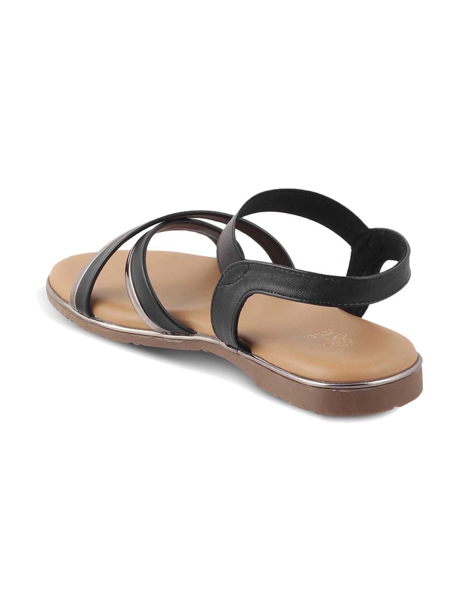 Tresmode Women's Black Ankle Strap Sandals