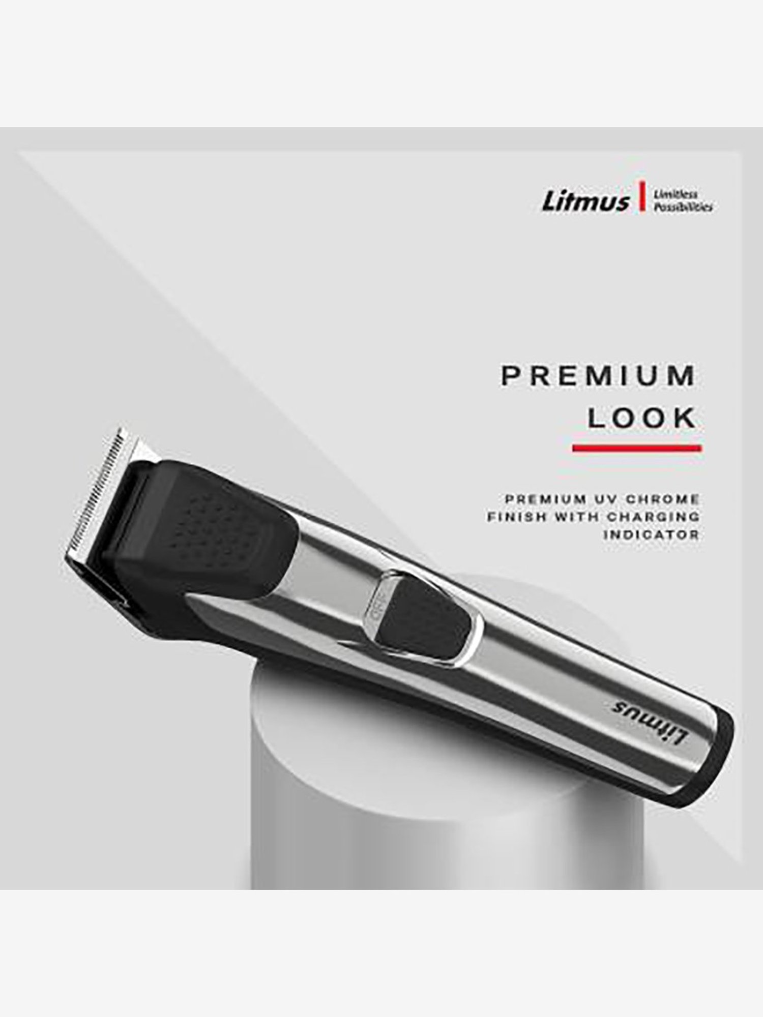 Litmus Precision PT-101 3W Corded and Cordless Trimmer for Men (Silver/Black)