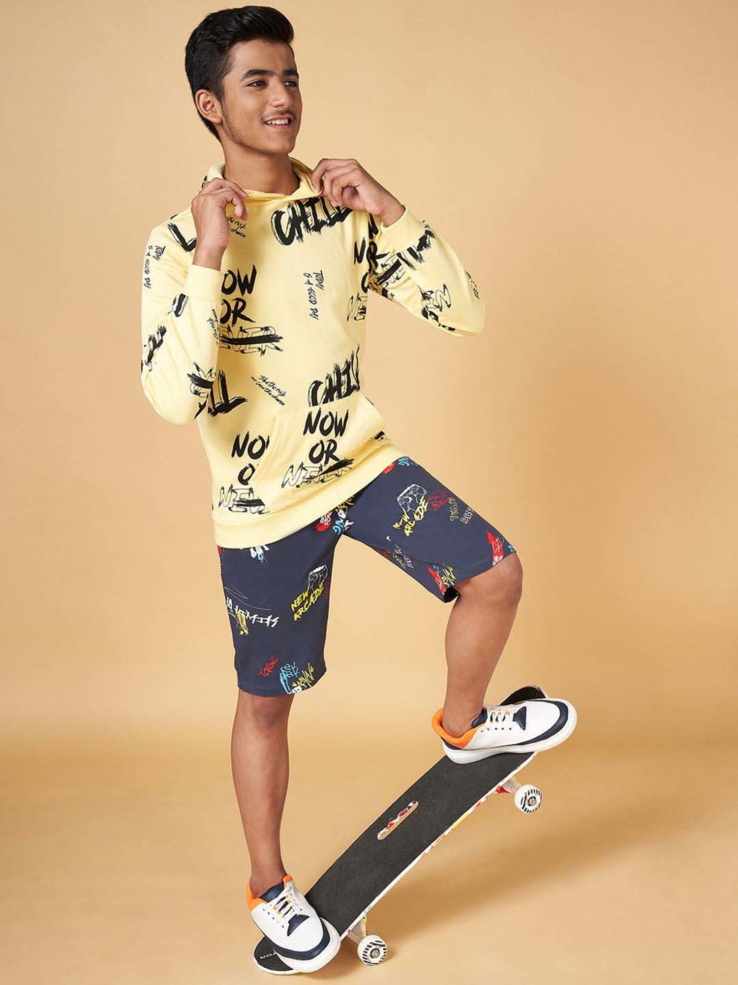 Coolsters by Pantaloons Kids Yellow Cotton Printed Full Sleeves Sweatshirt