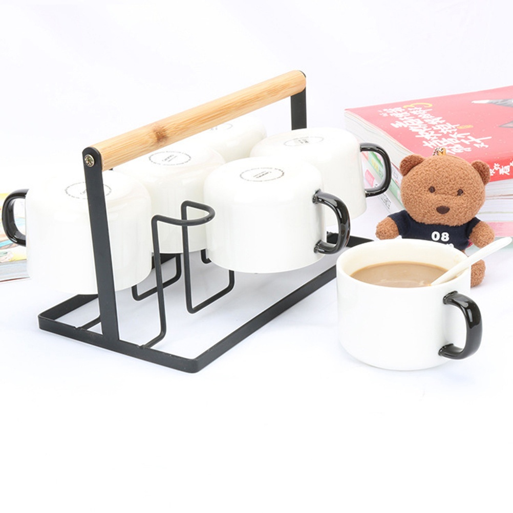 1Pc Nordic Style Water Cup Draining Rack Coffee Mug Storage Holder (Black)