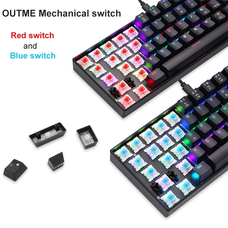 MOTOSPEED CK61 61 Keys Wired Mechanical Keyboard RGB Backlight with 14 Lighting Effects, Cable Length: 1.5m, Colour: Red Shaft