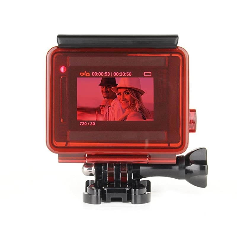 Dive Housing Case for GoPro Hero 4, GoPro Hero 3 and GoPro Hero 3+ Action Camera - Up to 40 Meters (131 feet) Underwater - Transparent Red