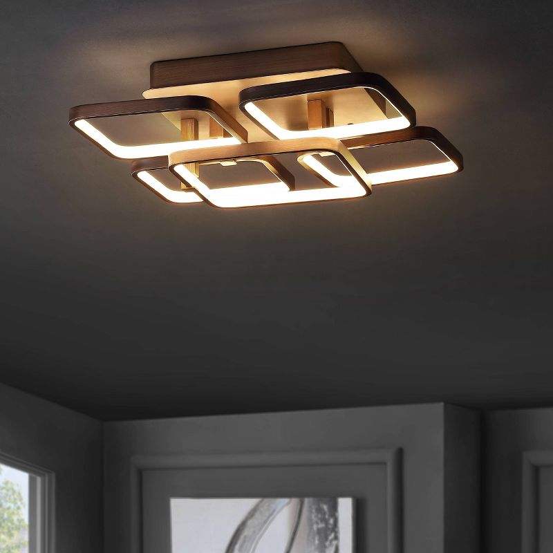 17.5" Metal Sebastian Flush Mount Ceiling Light (Includes Energy Efficient Light Bulb) Brown - JONATHAN Y