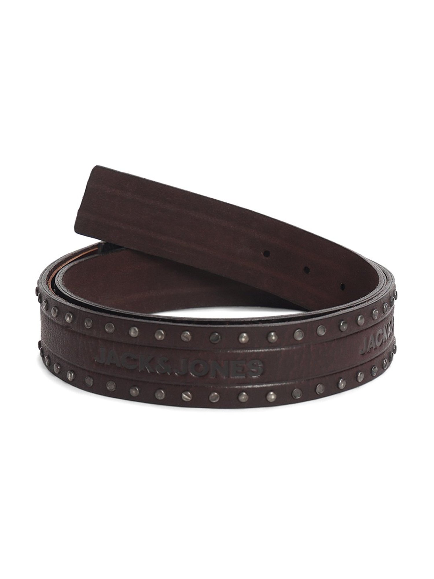 Jack & Jones Downtown Brown Noos Leather Textured Casual Belt for Men