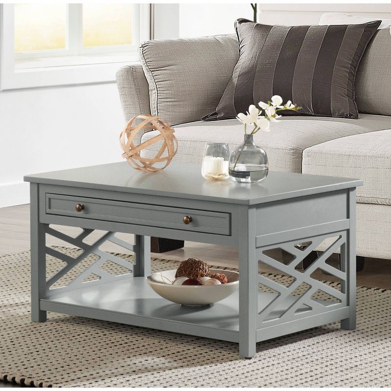 36" Middlebury Wood Coffee Table with Drawer Gray - Alaterre Furniture