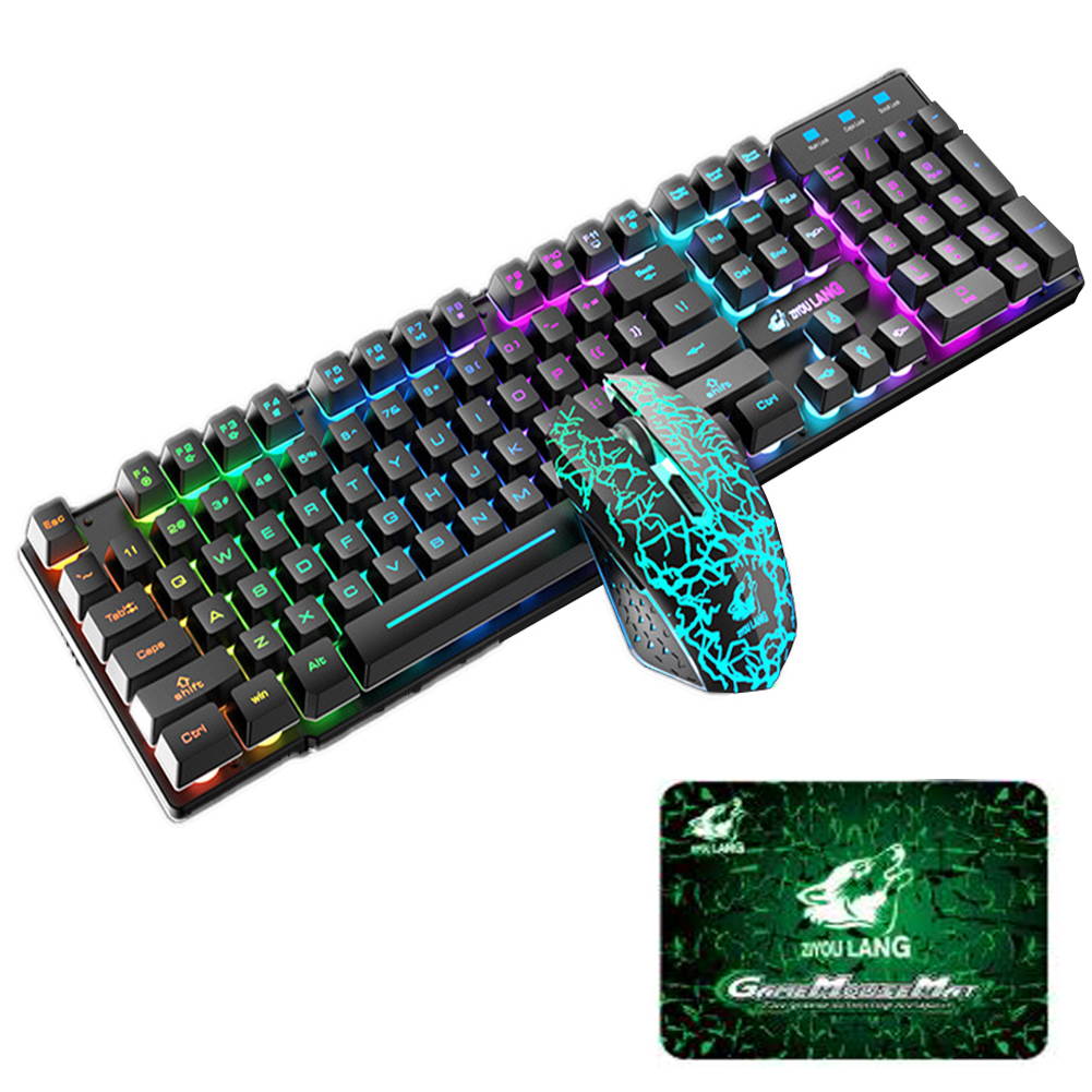 Rainbow Backlit Wireless Gaming Keyboard and Mouse Set, Rechargeable Waterproof Mechanical Feel Keyboard and Gaming Mouse for Gamer Laptop PC