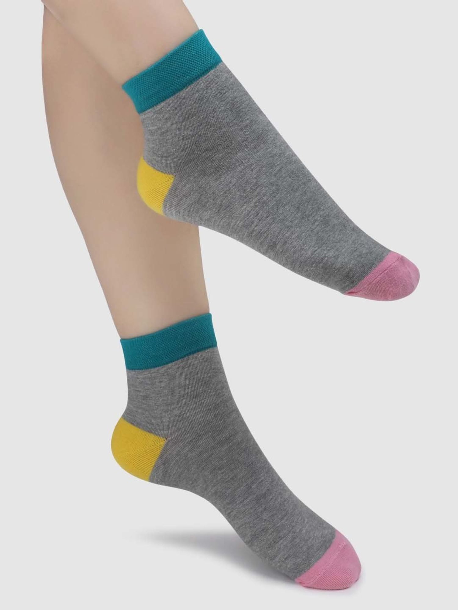 NEXT2SKIN Assorted Color Cotton Ankle Socks - Pack Of 6