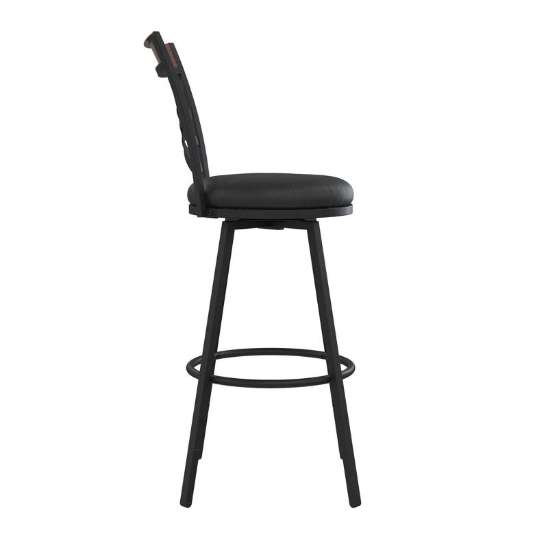 Set of 3 Nettie Upholstered Adjustable Seat Swivel Barstools Black - Room & Joy