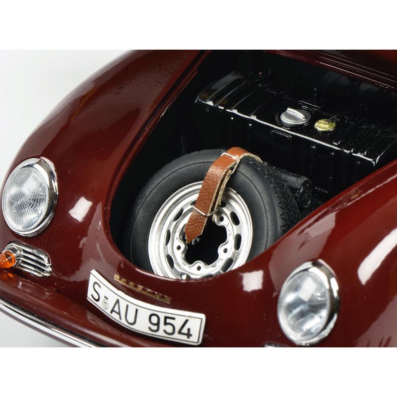 Porsche 356 A Carrera Burgundy w/ 2 Pairs of Skis "Skiurlaub" (Ski Holidays) Ltd Ed 1000 pcs 1/18 Diecast Model Car by Schuco