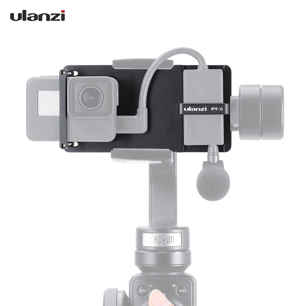 Ulanzi PT-6 Switch Mount Plate Vlog Plate with Mic Adapter for GoPro Hero 7 6 5 for DJI Moza Mini S Zhiyun Smooth 4 Vimble 2 Phone Gimbals