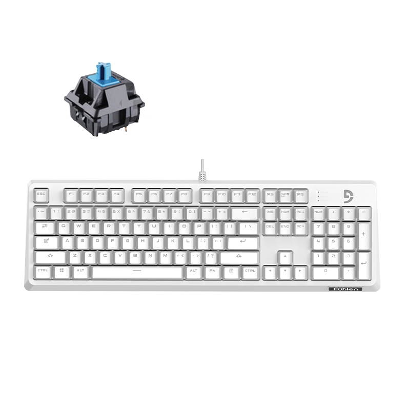 Fuhlen G900S All 104 Non-conflicting Keys, Classic  Exterior Wired  Cherry MX Black Mechanical  Keyboard, 50Million Times Keystrokes Lifespan-White