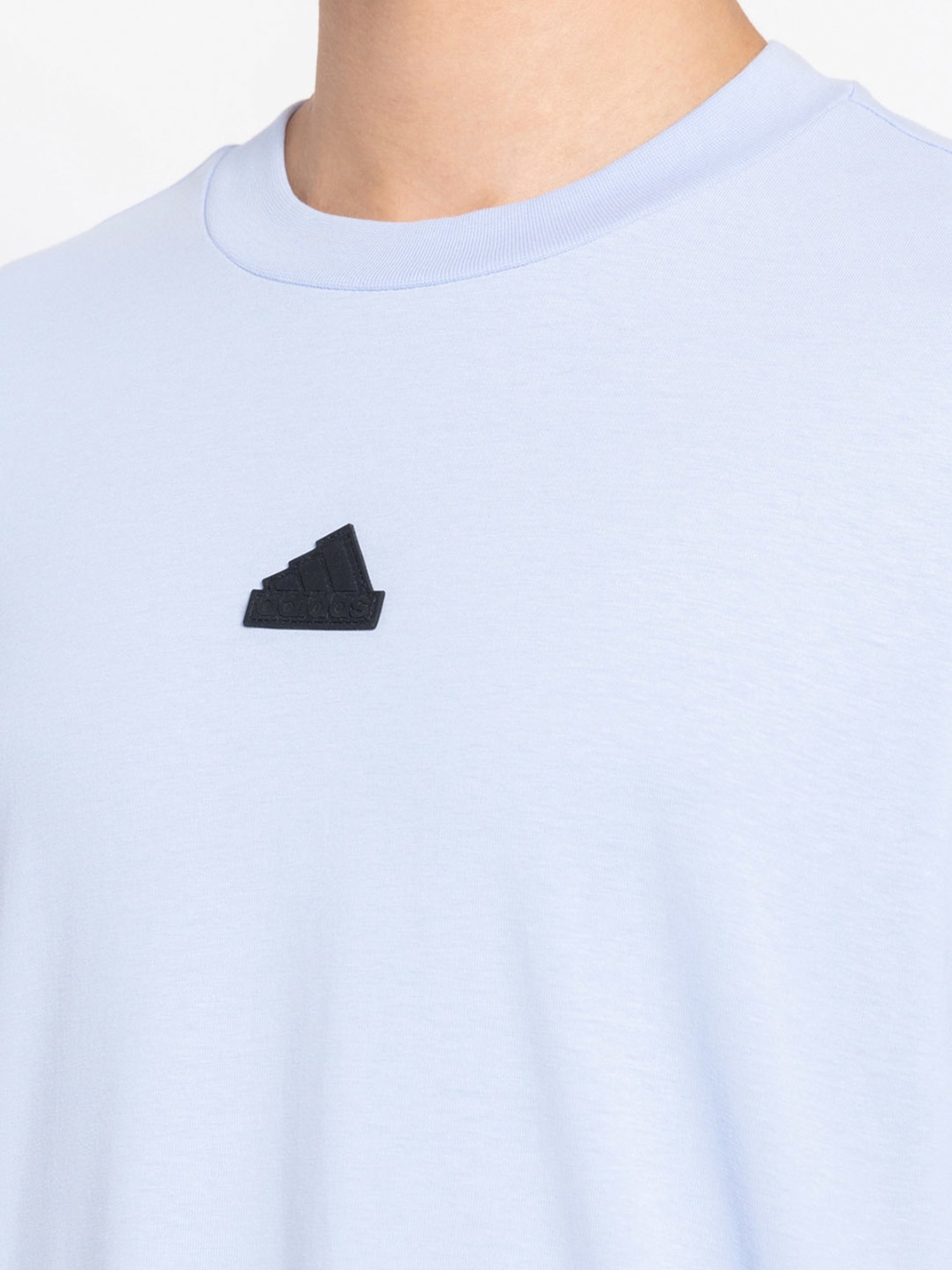 adidas Sky Blue Loose Fit Striped Sports T-Shirt