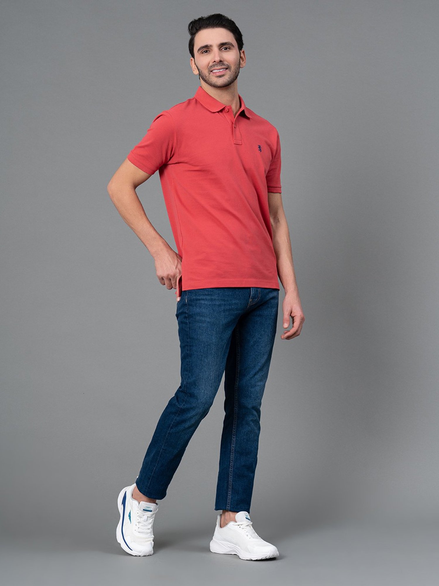 Red Tape Bright Pink Regular Fit Cotton Polo T-Shirt