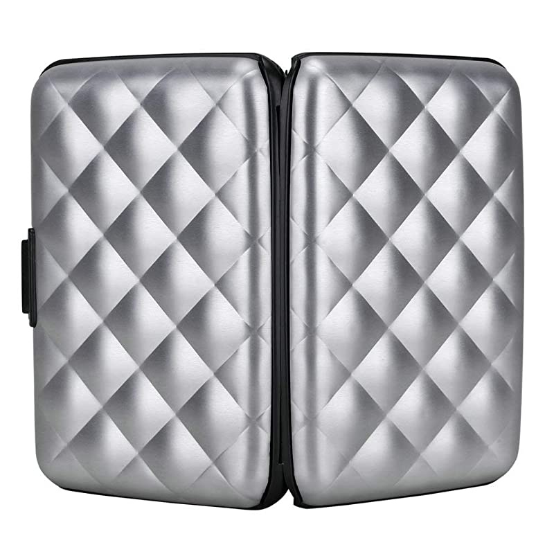 RFID Blocking Credit Card Protector Aluminum ID Case Hard Shell Business Card Holders Metal Wallet for Men or Women (Aluminum, Silver-L)