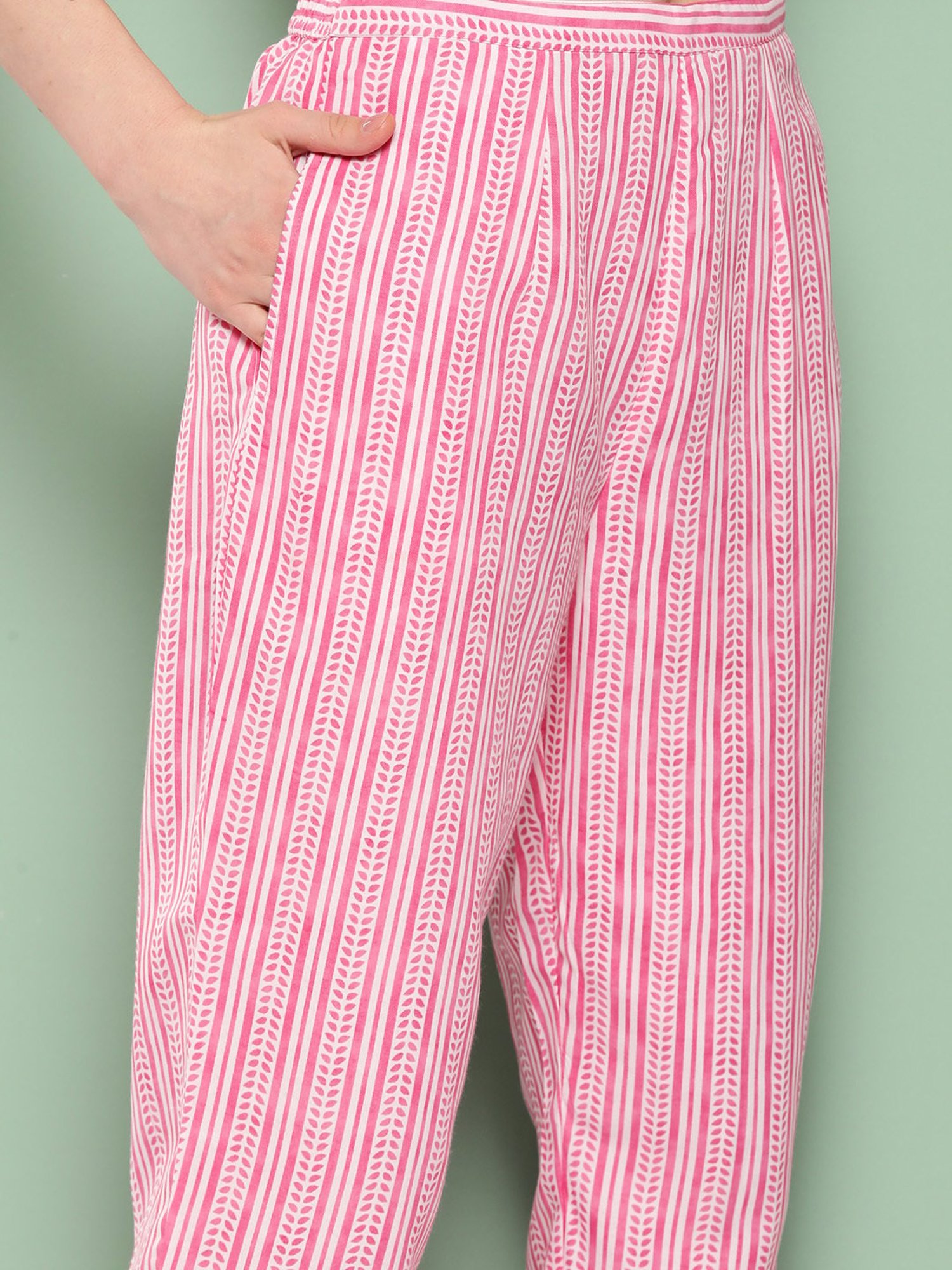 Indo Era Pink Printed Kurta With Pant & Dupatta