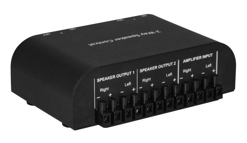 Xtrempro 2 Way Speaker Switch, 1 in 2 Out Way Pair Stereo Speaker Selector W/Screw Type Connections Metal Non-Slip Box - Black (61049)