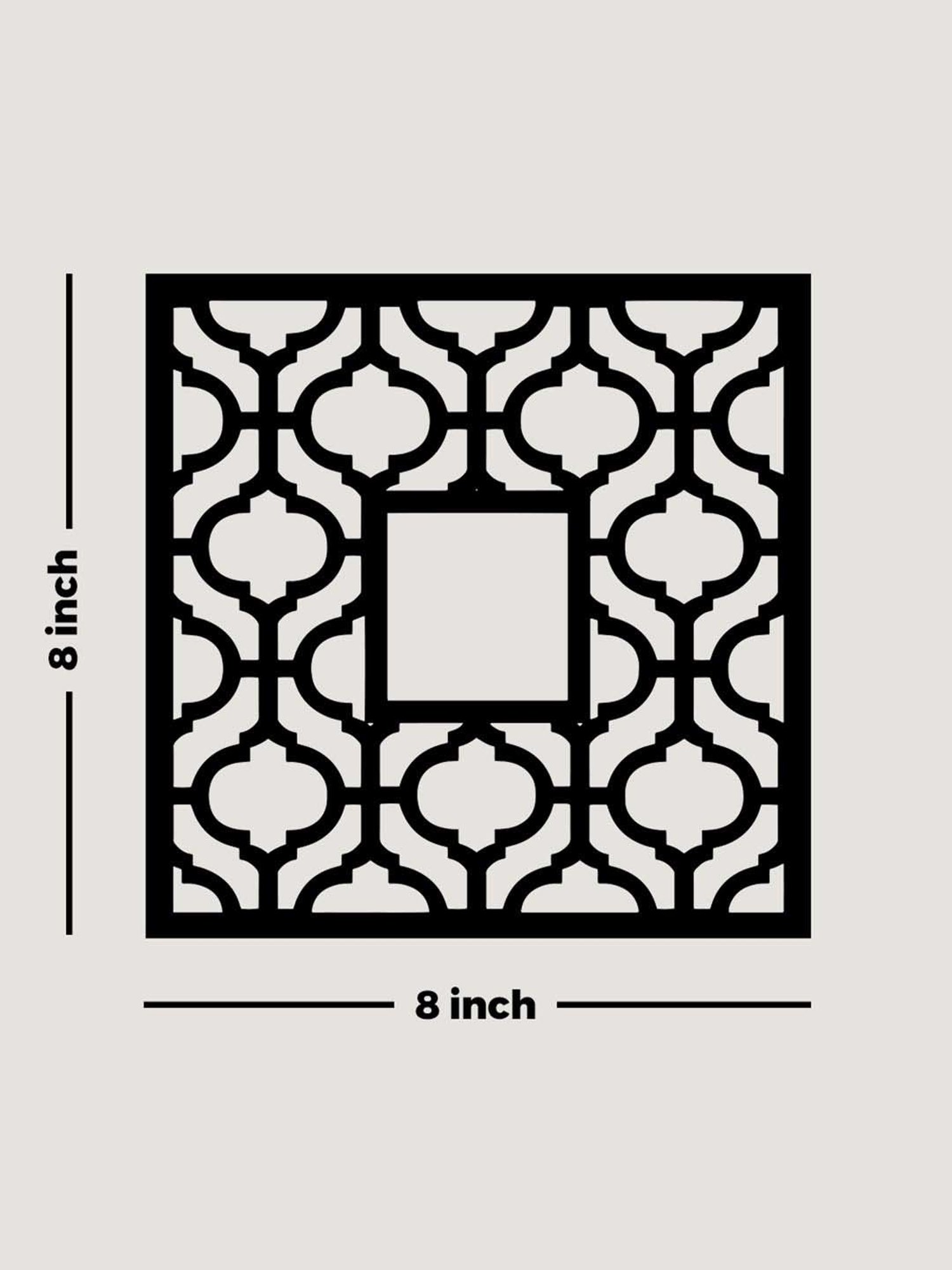 Art Street Black Mdf Jharokha Jali Square Hanging Wall Art - Set of 4