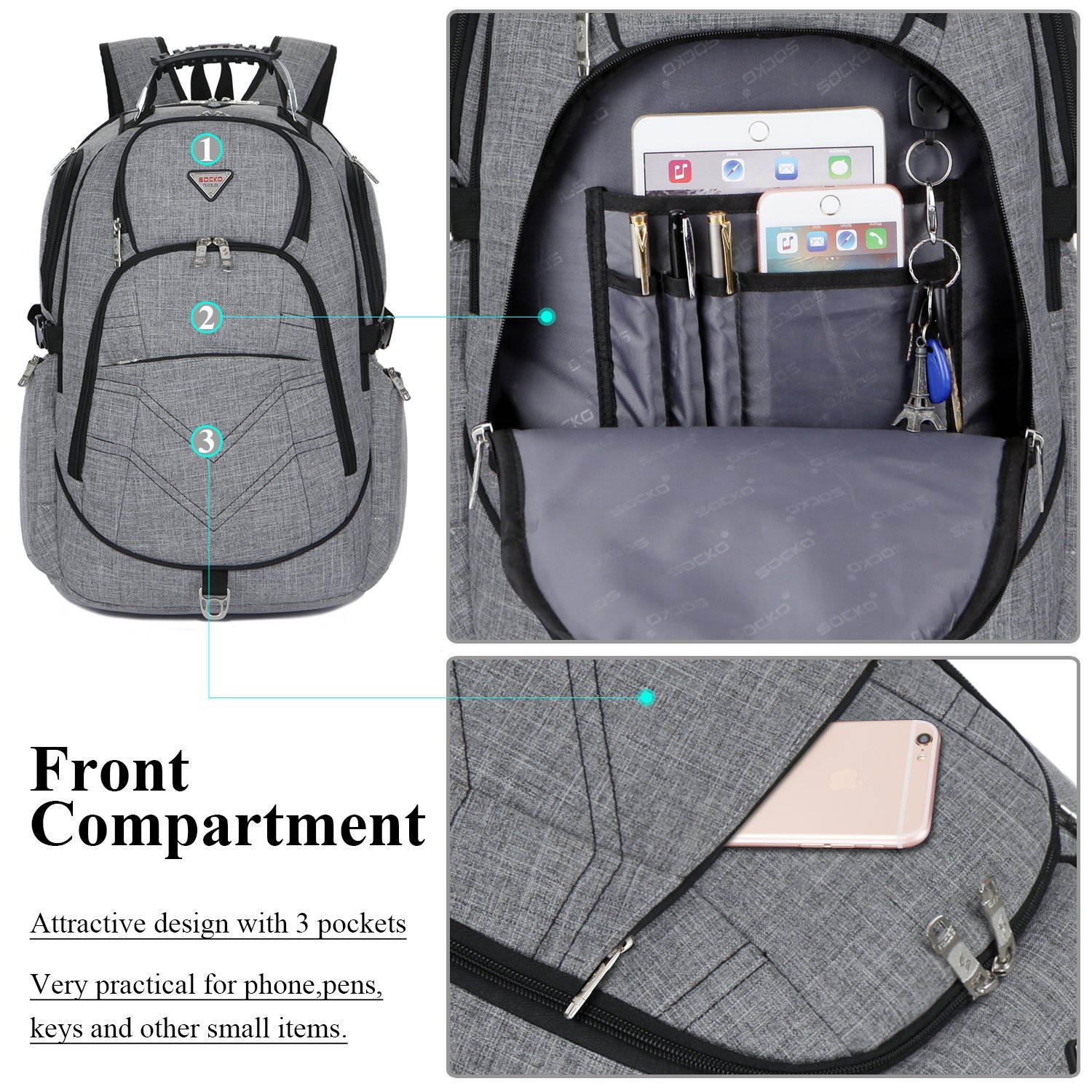 ESTONE Travel Gaming Laptop Backpack 18.4 Inch Waterproof Computer Bag Notebook Rucksack for 18-18.4 Inches Dell, Asus, Msi,Hp Gaming Laptops , Black